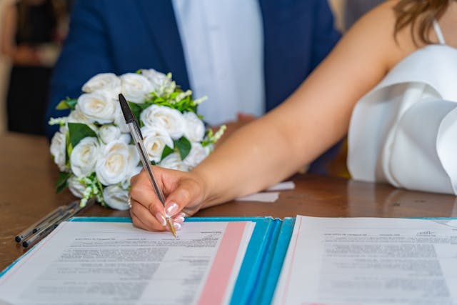 signing a marriage license